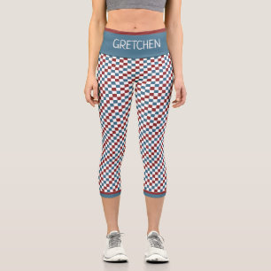 Leggings Capri Motif rouge blanc et bleu personnalisé