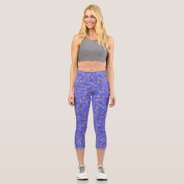 Leggings Capri Motif sans couture bleu