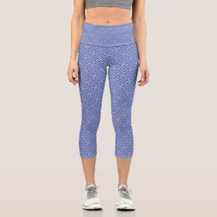 Leggings Capri Motif Sayagata, Japonais, Violet et Bleu