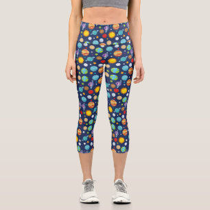 Leggings Capri Motif spatial, Planètes, Étoiles, Cosmos, Galaxie