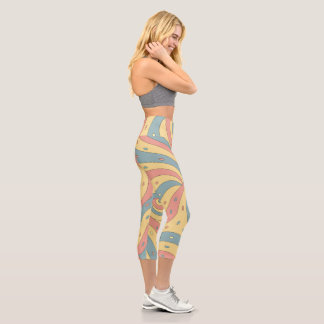 Leggings Capri Motif Tourbillon de Bonbons Pastel avec des Paille