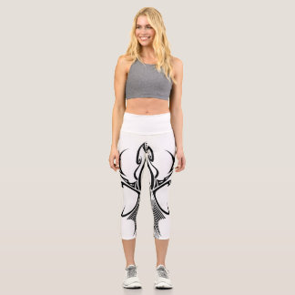 Leggings Capri Motif tribal audacieux graphique à l'encre noire