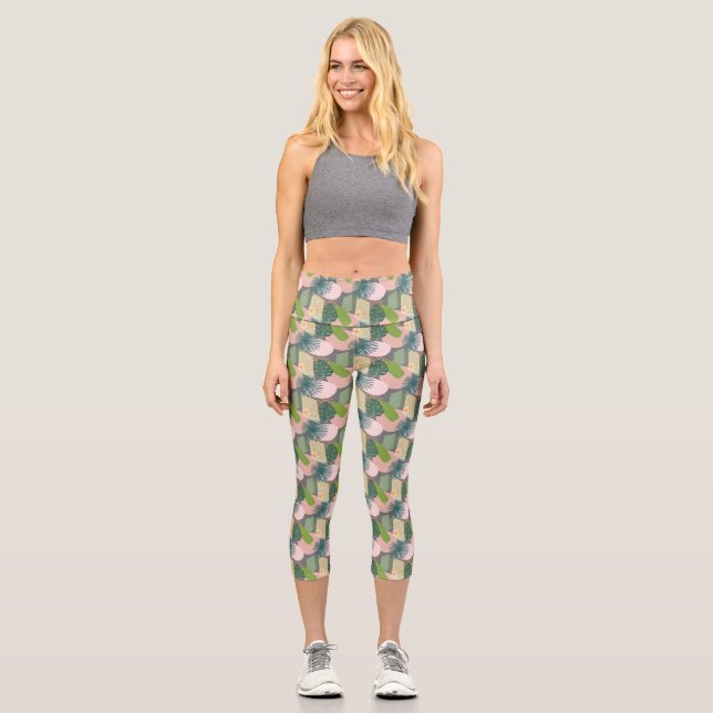 Leggings Capri Motif tropical Abstrait moderne (Recto)