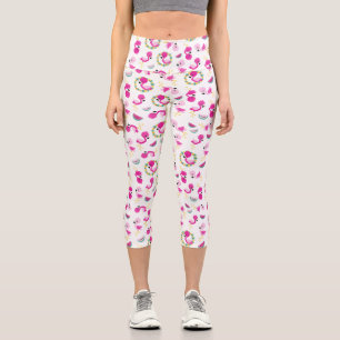 Leggings Capri Motif tropical, Flamants roses, pastèques, Fleurs
