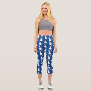 Leggings Capri Mouette drôle avec frites dessin animé