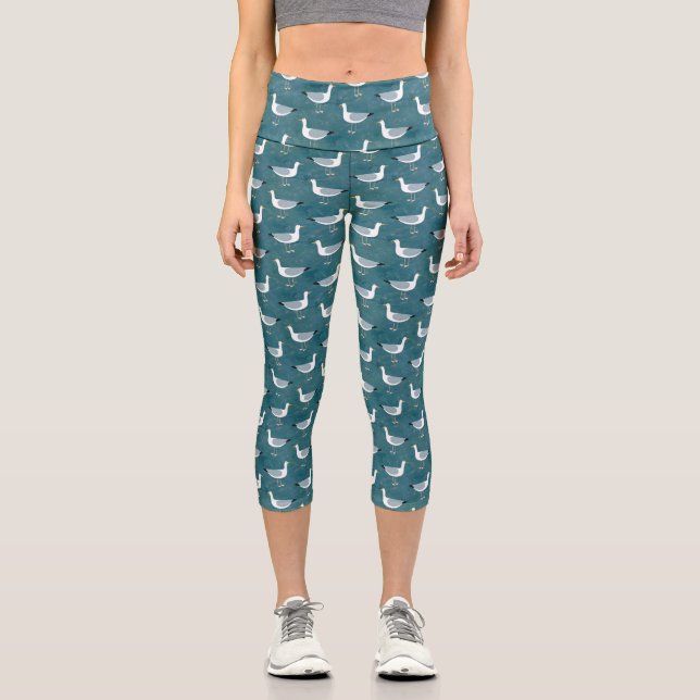 Leggings Capri Mouettes Oiseaux marins (Recto)