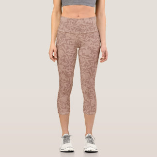 Leggings Capri Mousse mocha silhouettes florales monochrome brun