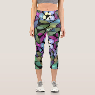 Leggings Capri Mouvements colorés Abstrait Trippy Fractal Art