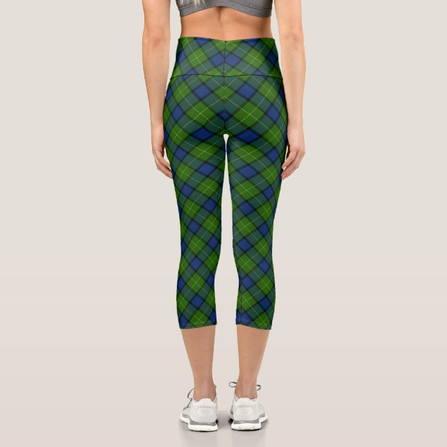 Leggings Capri Muir Moore écossais vert bleu plaid (Verso)