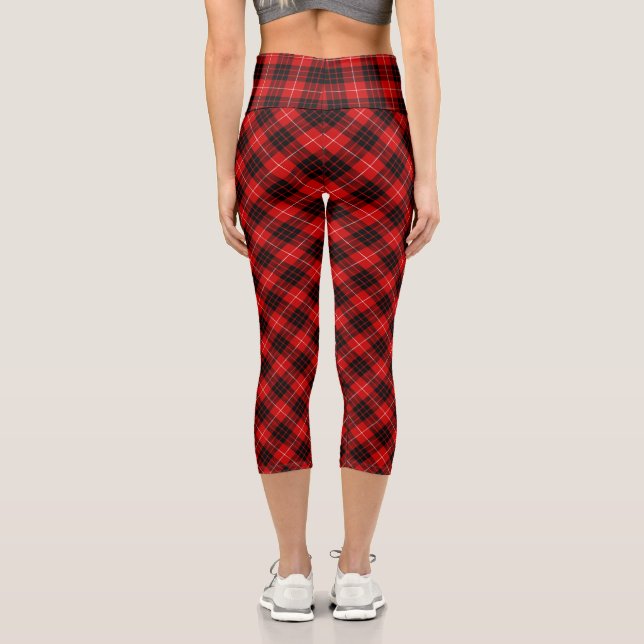 Leggings Capri Munro tartan rouge noir plaid (Verso)