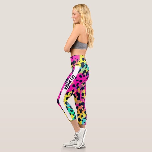Leggings Capri Neon rose animal GRL puissance (Gauche)