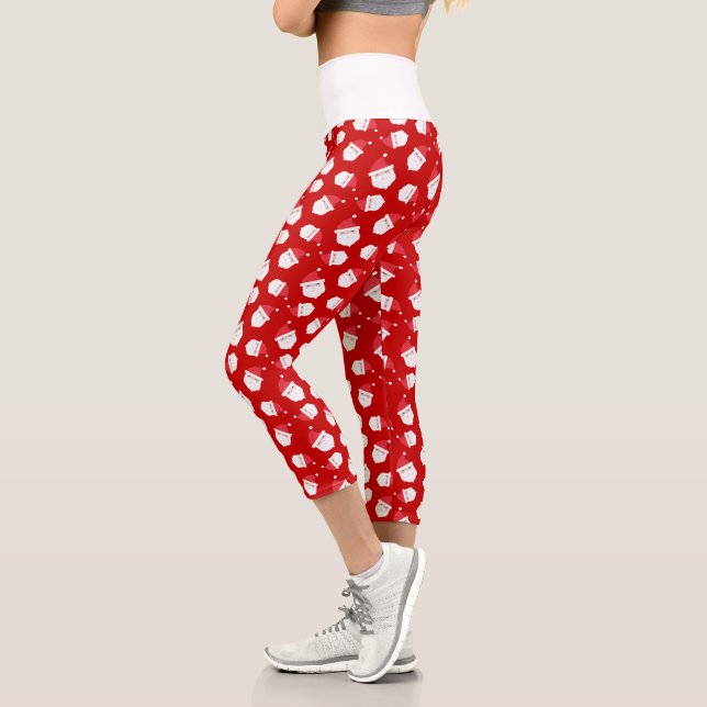 Leggings Capri Noël du Motif en chef du Père Noël (Gauche)