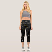 Noir avec feuille d'or motif en marbre