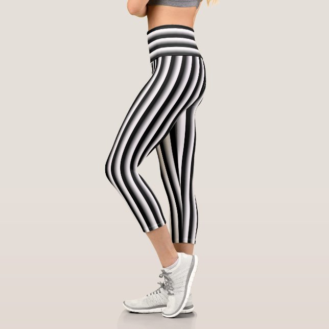 Leggings Capri Noir et argent rayé (Gauche)