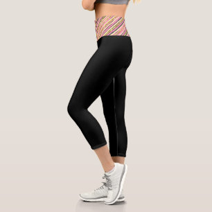 Leggings Capri Noir jaune Abstrait