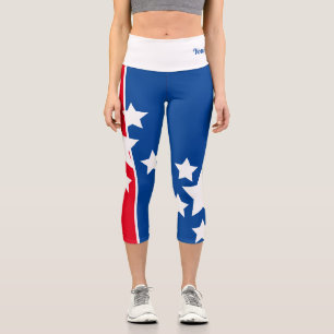 Leggings Capri Nom Citation Rouge Bleu Patriotique