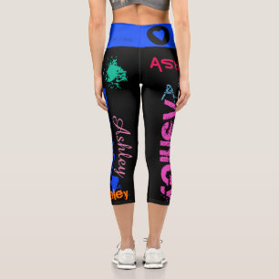Leggings Capri Nom de répétition personnalisé 6 lettres HWC Leggi