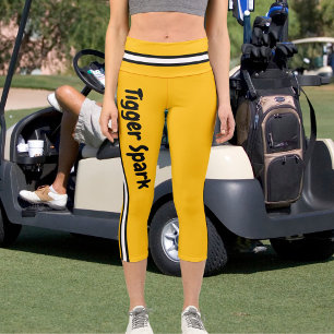 Leggings Capri Nom personnalisé Jaune Orange Noir Blanc Blancs