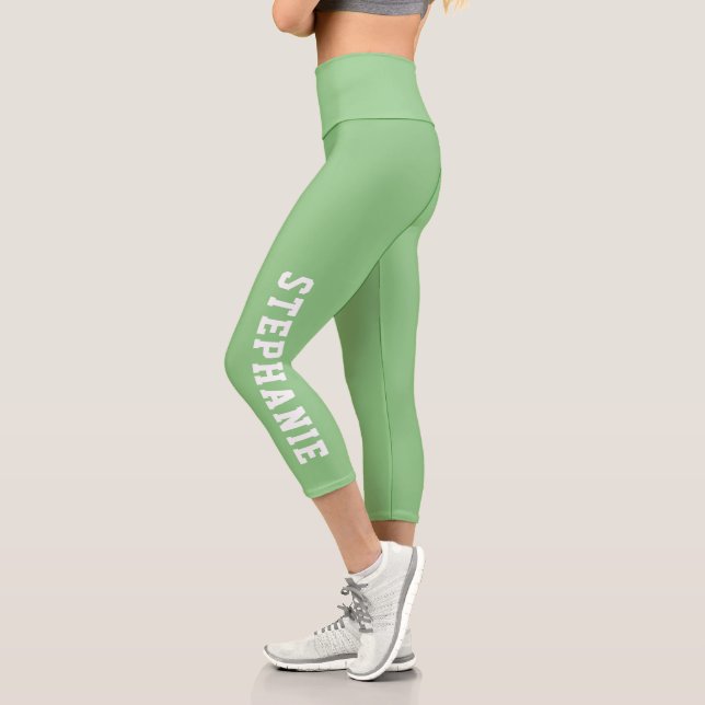 Leggings Capri Nom personnalisé Mention personnalisée verte (Gauche)