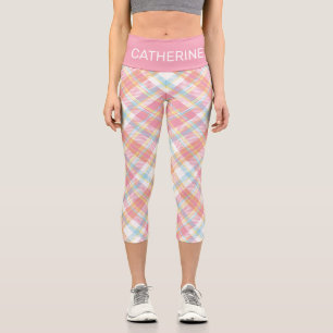 Leggings Capri Nom personnalisé Plaid / Tartan Motif