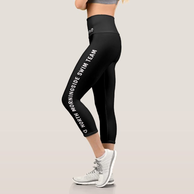 Leggings Capri Nom personnalisé Texte Logo Simple Black Sport (Gauche)