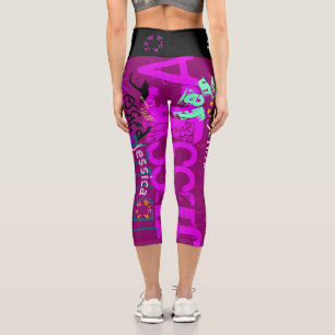 Leggings Capri Nom répétitif personnalisé pour 7 Choisir des coul