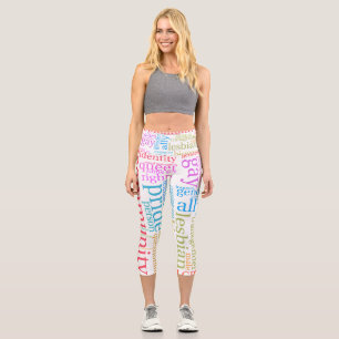 Leggings Capri Nuage de mots de la communauté arc-en-ciel LGBTQ+