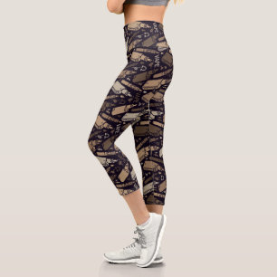 Leggings Capri Nuances amusantes du Motif de bande Brown
