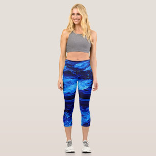 Leggings Capri Nuances de bleu d'art abstrait