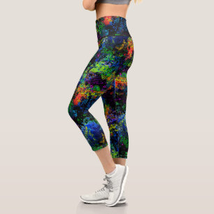 Leggings Capri Nuit de nuit Abstraite de Neon moderne et colorée