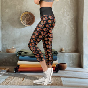 Leggings Capri Octopus Orange Mandala bleu
