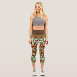 Leggings Capri Oeuvre de Cute Owl Mandala