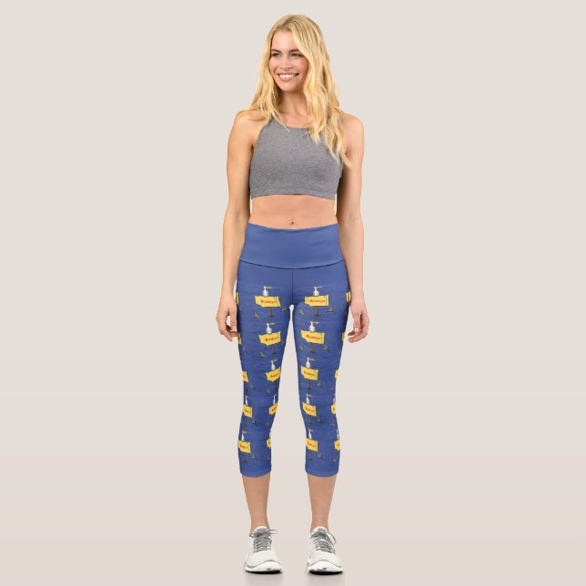 Leggings Capri Oiseau de mer amusant entouré de dessins animés de (Recto)