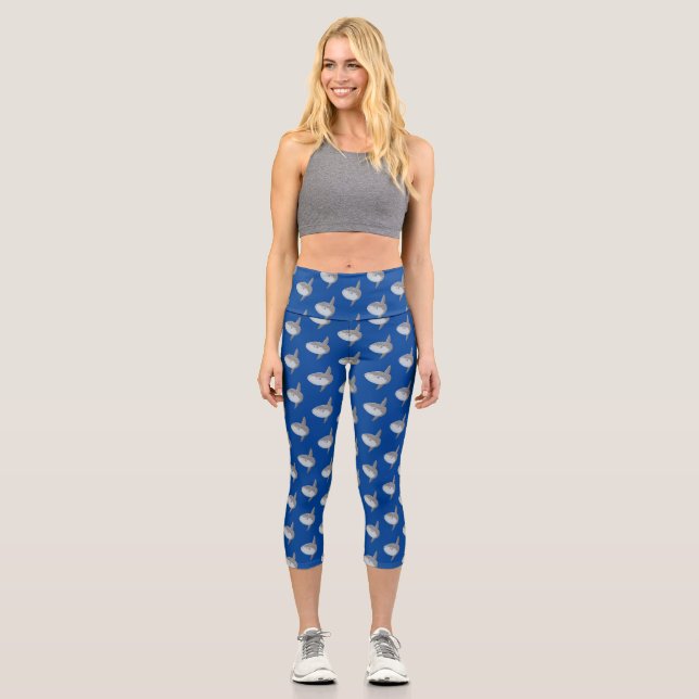 Leggings Capri Oiseau de mer mola mola mignonne caricature (Recto)