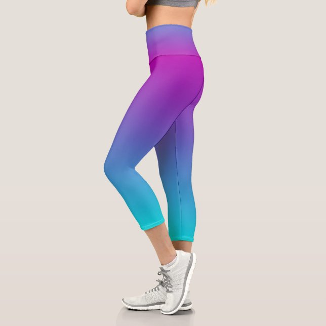 Leggings Capri Ombre bleu violet turquoise (Gauche)