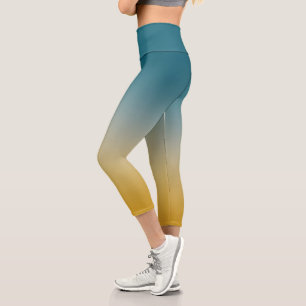 Leggings Capri Ombre Chic En Gris Turquoise Et Moutard