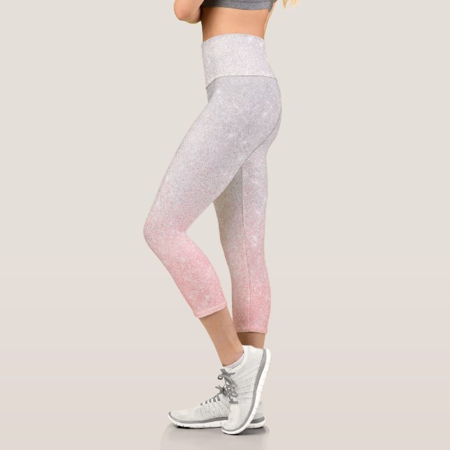 Leggings Capri Ombre de Parties scintillant en argent et rose (Gauche)
