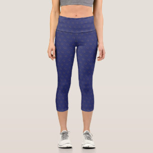 Leggings Capri Or moderne et étoiles bleues motif élégant