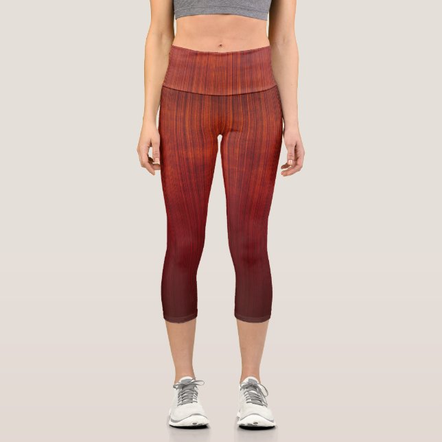 Leggings Capri Orange Rouge ombre rayé rustique (Recto)