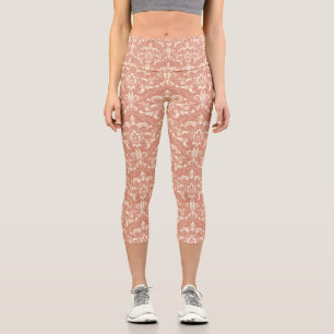 Leggings Capri Ornement Classique Victorien Damassé Sable Brûlant