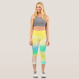 Leggings Capri Pale Pastel Turquoise Vert Bleu rose Abstrait Art