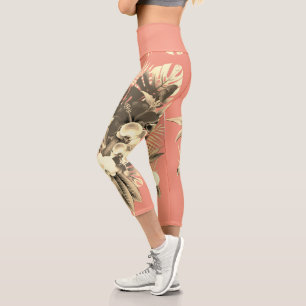 Leggings Capri Palmier d'orchidée tropicale feuille Pêche à la pê