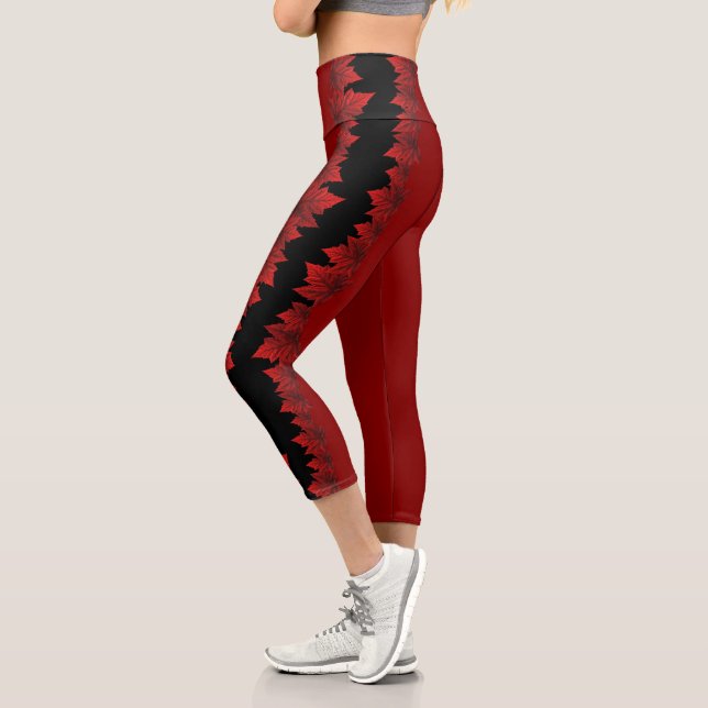 Leggings Capri Pantalon Canada Yoga Pants Canada Maple Leaf Team  (Gauche)