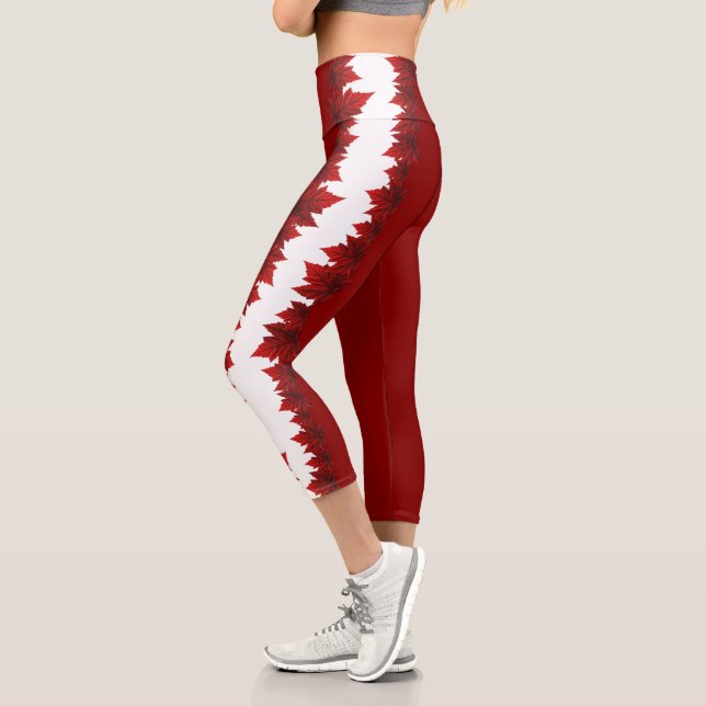 Leggings Capri Pantalon Canada Yoga Pants Canada Maple Leaf Team  (Gauche)