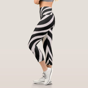 Leggings Capri Pantalon capri élégant et doux à motif zèbre accro