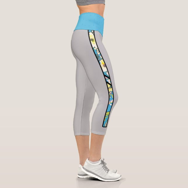 Leggings Capri Pantalon de yoga à rayures florales athlétiques (Droite)