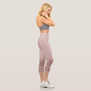 Leggings Capri Pantalon de Yoga Parties scintillant Mauve Pink Fa