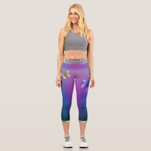 Leggings Capri Papillons & Purple Capris haut taille