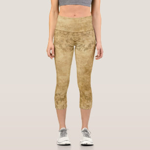 Leggings Capri Parchemin de papier Vintage rustique Brown et vign
