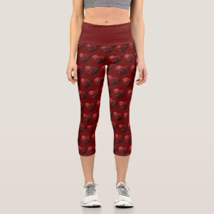 Leggings Capri Parties scintillant cardiaque scintille motif roug